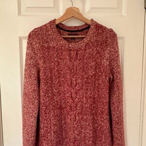 Tommy Hilfiger Vintage Marbled Cable Knit Sweater in Rose / White (Size S)